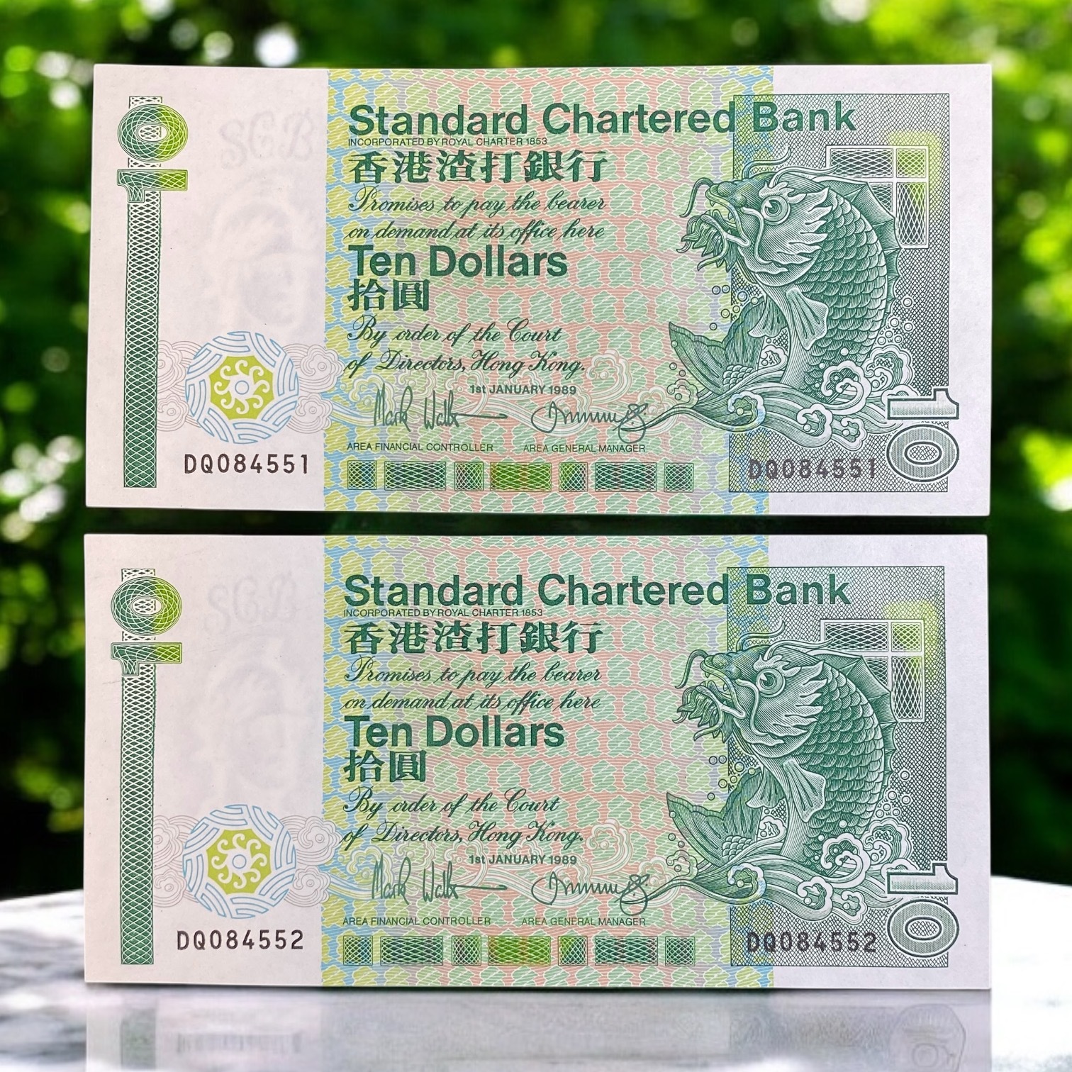 1989 SCB 10 dollars 2 pieces (UNC condition) DQ 084551-552