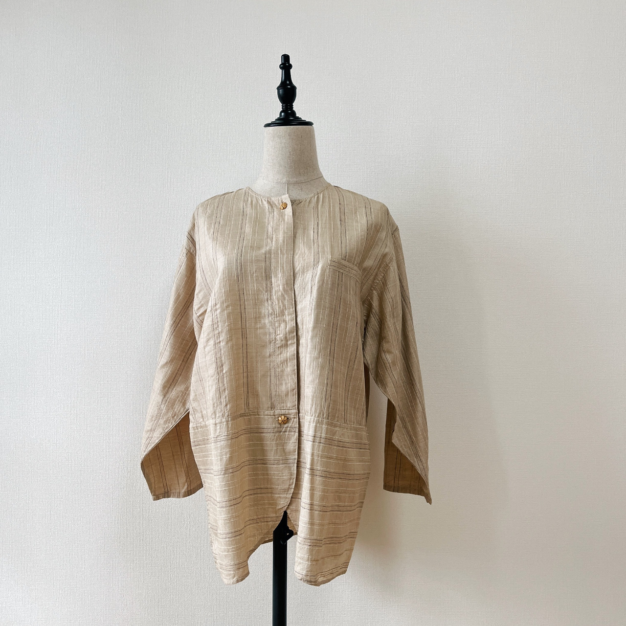 淺杏色舒適鬆弛感古着上衣