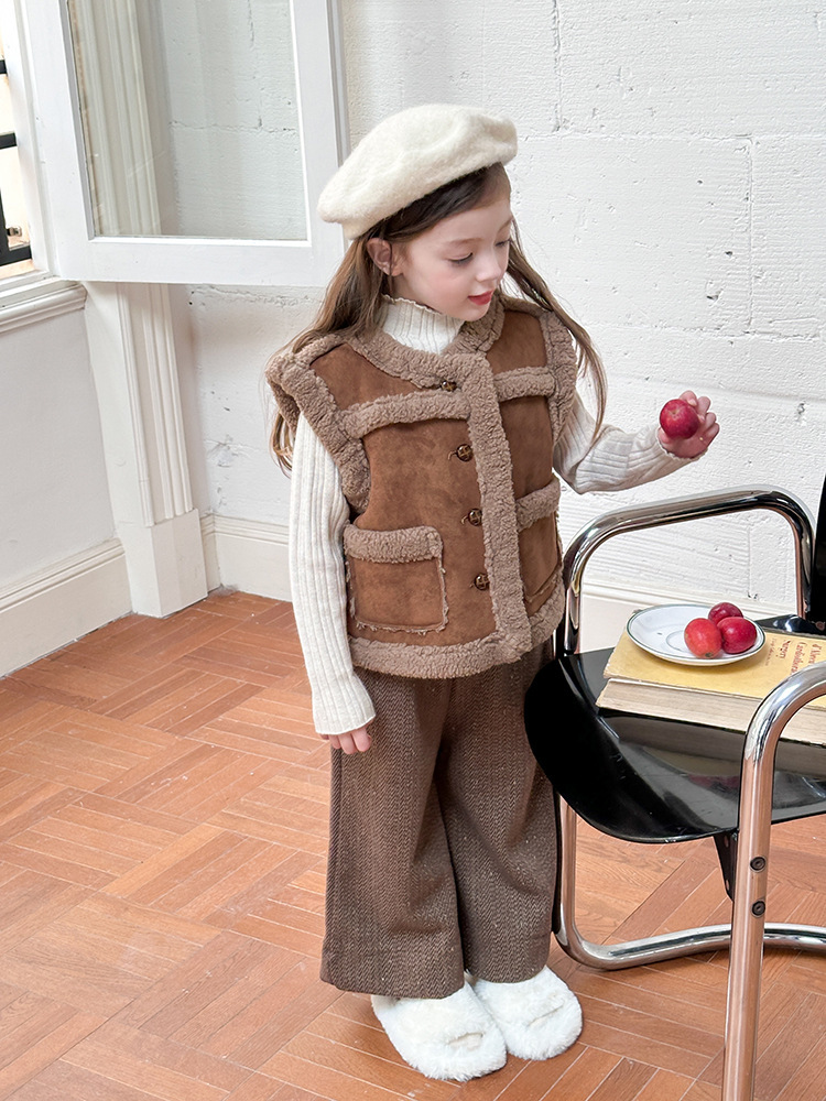 冬季可愛毛毛加絨背心-時尚