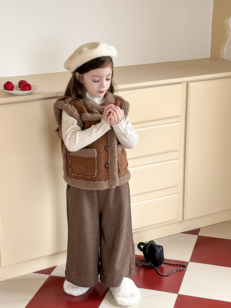 冬季可愛毛毛加絨背心-保暖