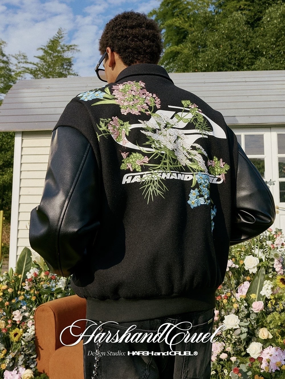 harsh and cruel 街頭logo滿背花卉刺繡HACR棒球服