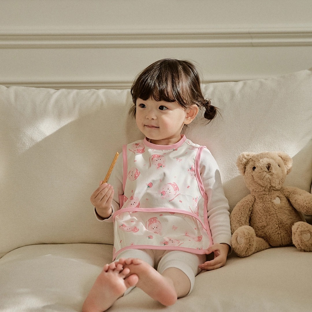 DOT甜甜點心派對系列 透明兜防水無袖輔食罩衣