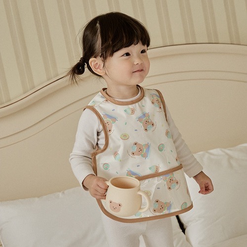 DOT甜甜點心派對系列 透明兜防水無袖輔食罩衣