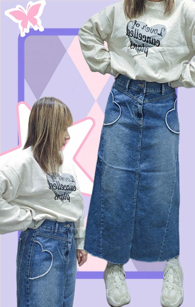 現貨韓國心型口袋牛仔裙（此為清貨價貨品不設退換）（K11 F237）