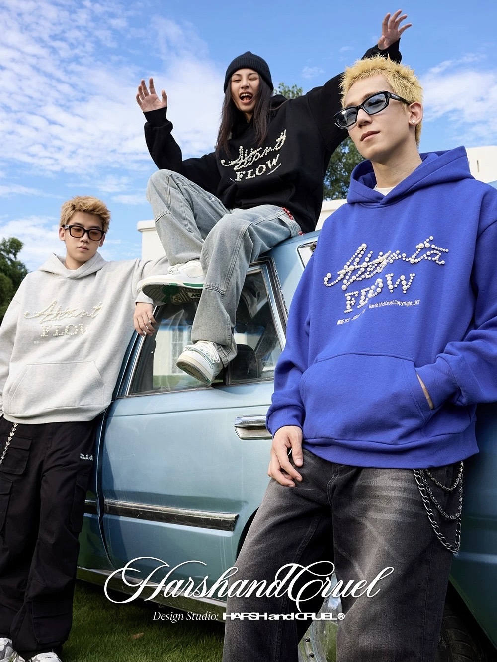 harsh and cruel cleanfit珍珠刺繡連帽HACR衛衣