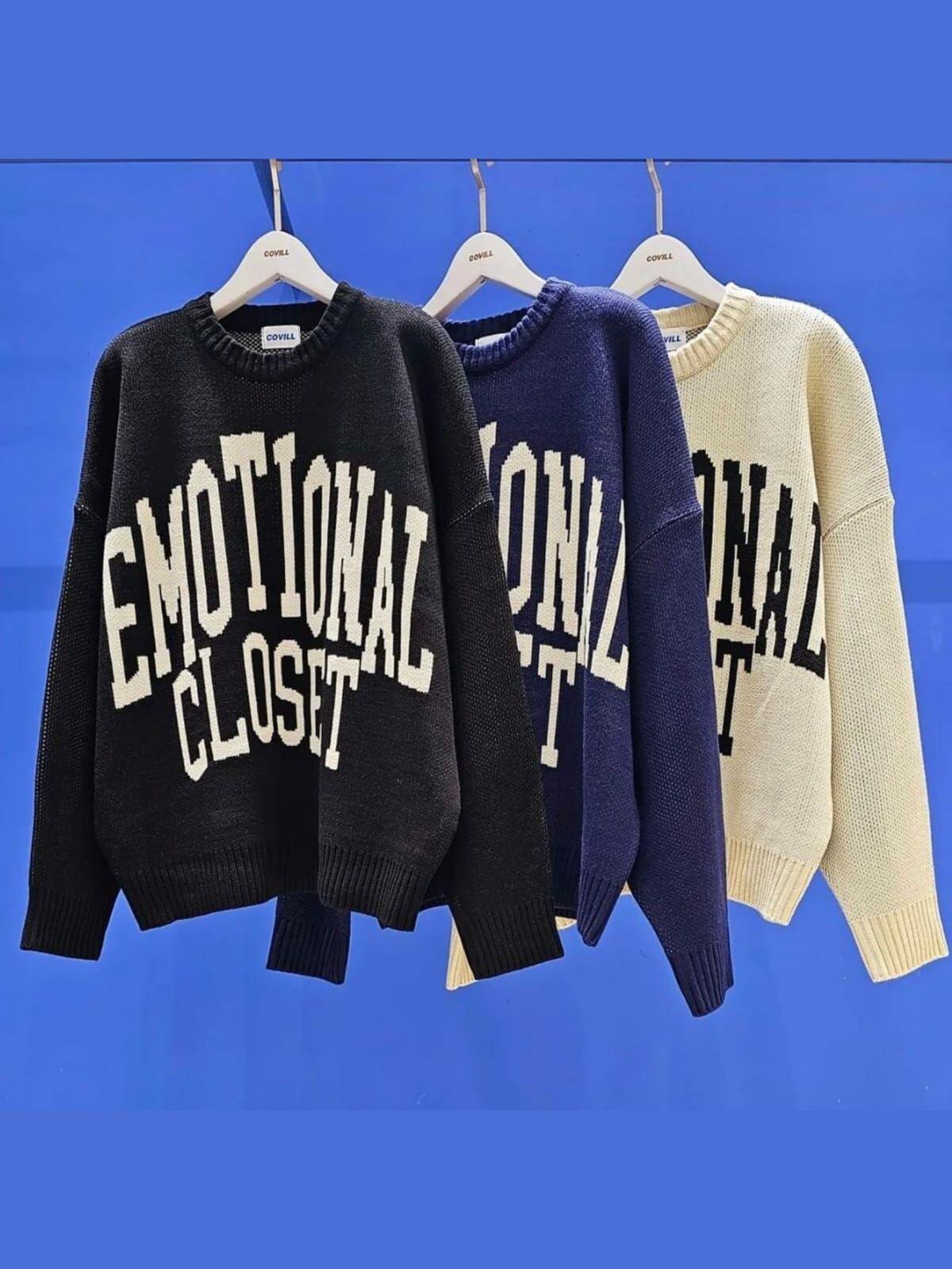 OverSize圓領英文字針織衫 COVILL-133T