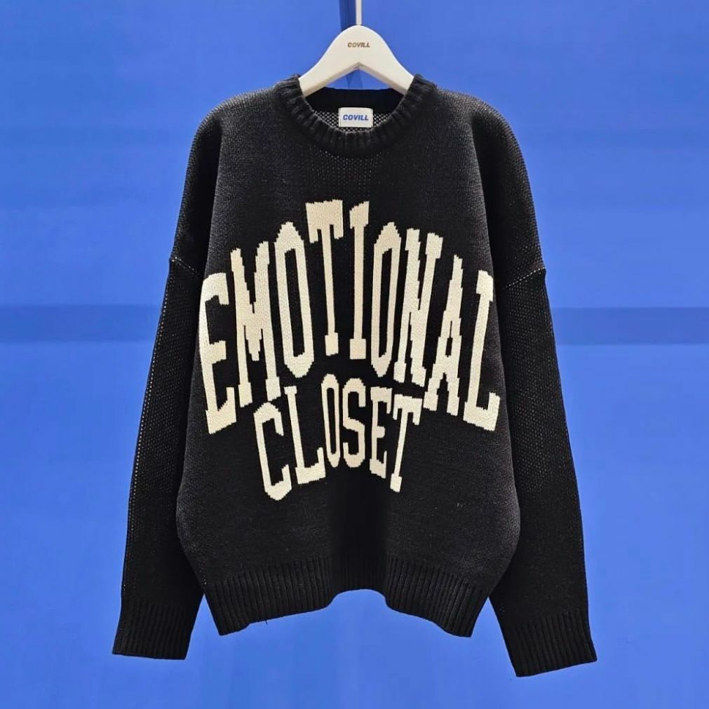 OverSize圓領英文字針織衫 COVILL-133T