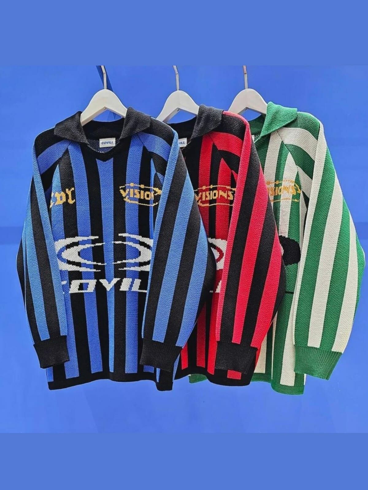 反領直間英文字針織衫 COVILL-134T