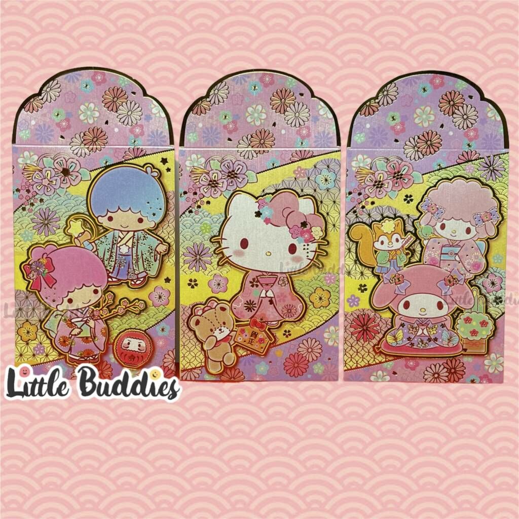 港版Sanrio 2023新年 金色燙金花花蓋利是封 10個/包