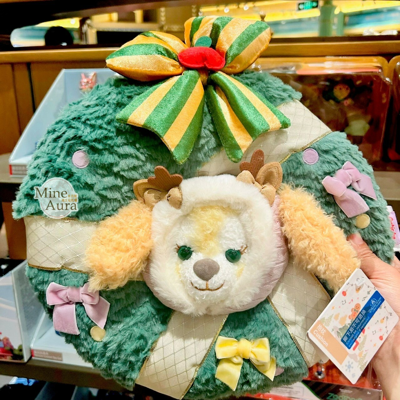 (限時特價) 2024 冬日 達菲 Duffy 與好友們 可琦安 餅乾 CookieAnn 花圈造型 抱枕 靠墊 枕頭 -上海迪士尼樂園