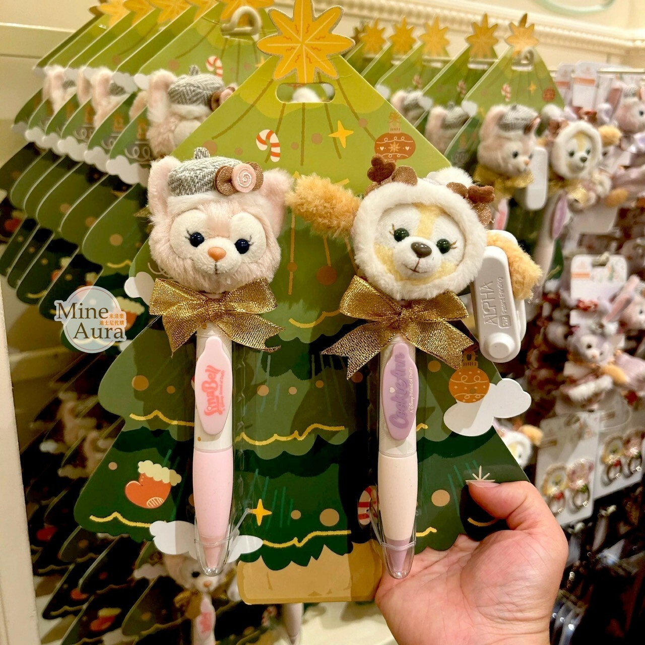 (限時特價) 2024 冬日 達菲 Duffy 與好友們 可琦安 餅乾 CookieAnn 玲娜貝兒 Lina bell 搖頭 絨毛大頭 造型 圓珠筆 2入組 -上海迪士尼樂園