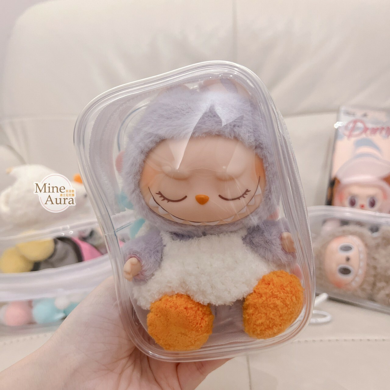 溜娃專用 高清 加厚 雙扣設計 透明拉鍊 小方盒 收納包 吊飾 (無附吊飾/適用 拉布布 LABUBU 坐坐派對 二代)