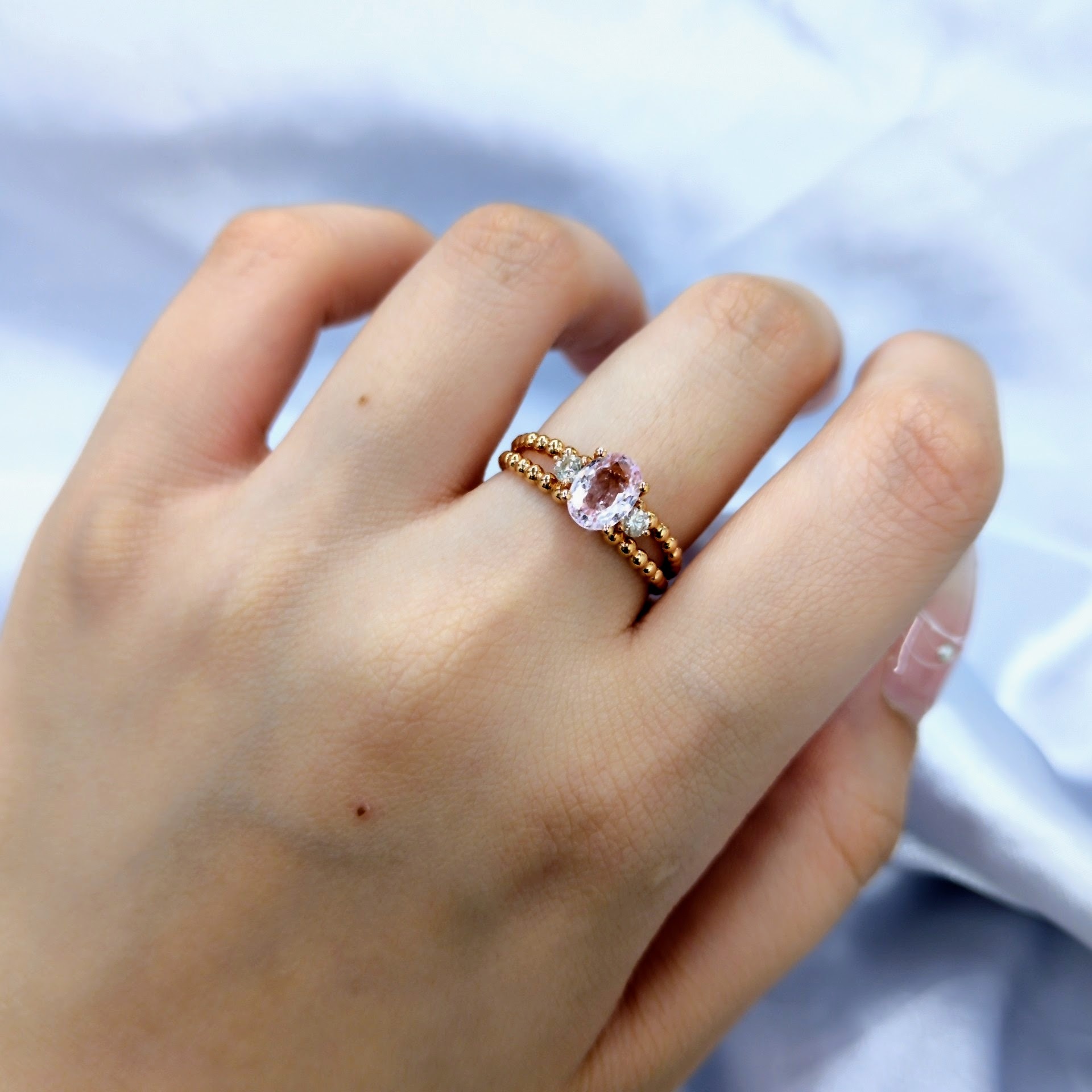 18K Rose Gold 0.95ct Sapphire and Diamond Ring