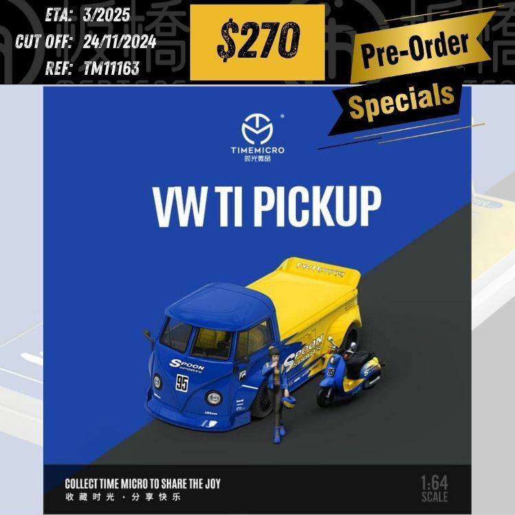 PO-$270 * Time Micro * 1:64 VW T1 Pick Up Spoon + Scooter Spoon Set [OD14/11]