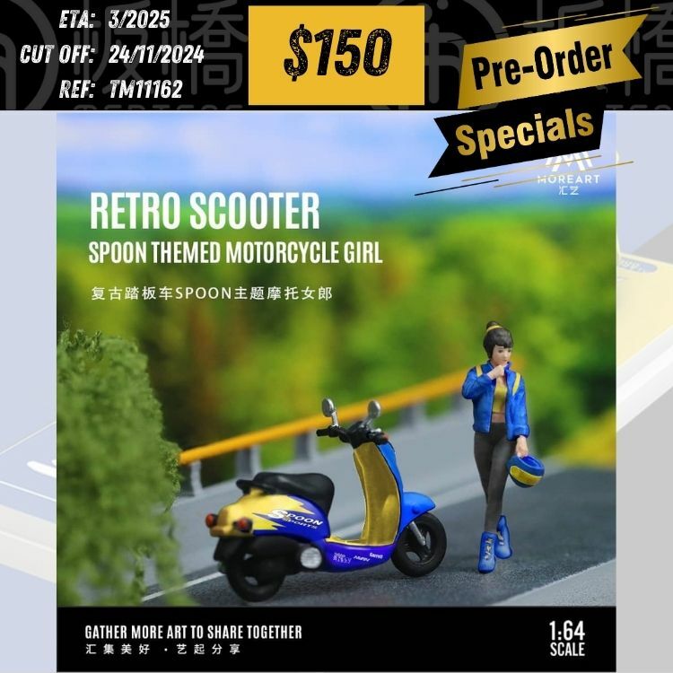 PO-$150 * Time Micro * 1:64 Figure - Retro Scooter Spoon Themed Motorcycle Doll [OD14/11]