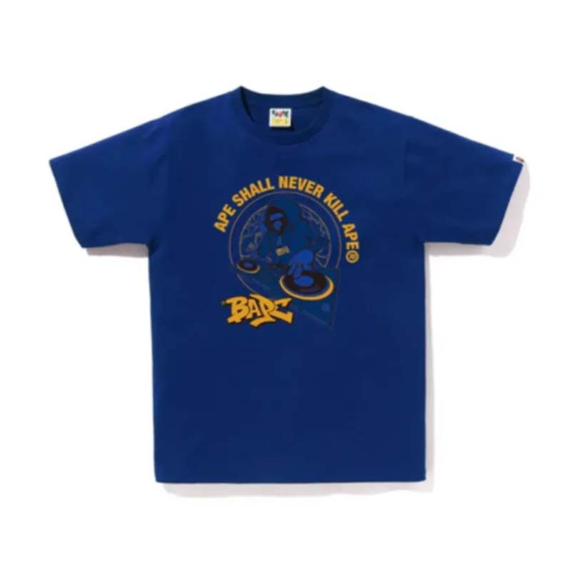 BAPE 猿人DJ字體短T 藍 短袖 BAPE-352CM [台灣現貨]