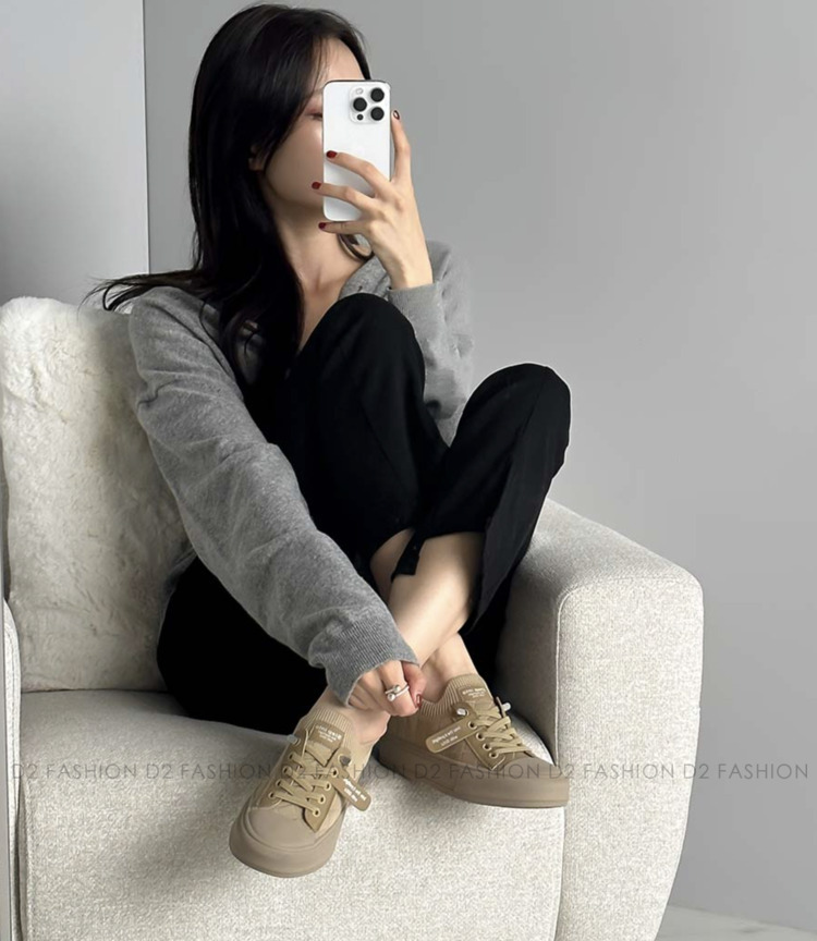 免綁繩針織格仔波鞋 #18355