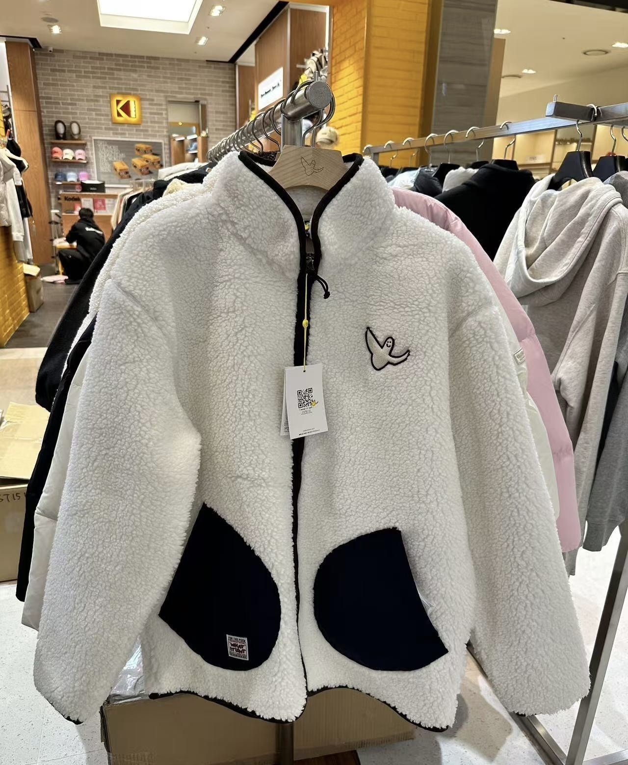 【現貨】KR111602 小飛人羊羔絨黑白拼色外套