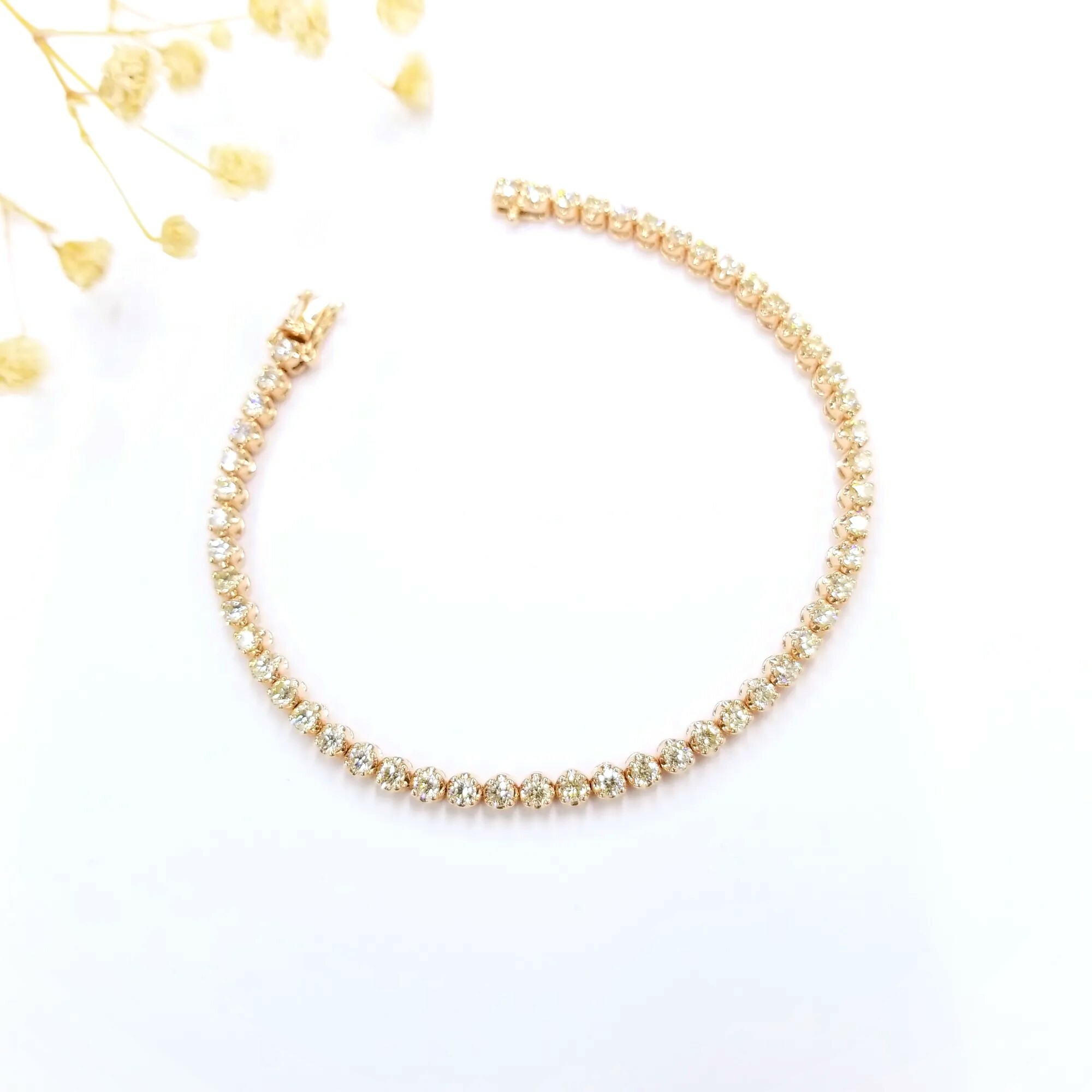 全新18K玫瑰金2卡41份鑽石手鍊