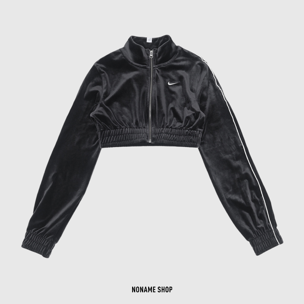 NIKE SPORTSWEAR COLLECTION 短版 絨面 辣妹 合身 外套 黑色 (女款)