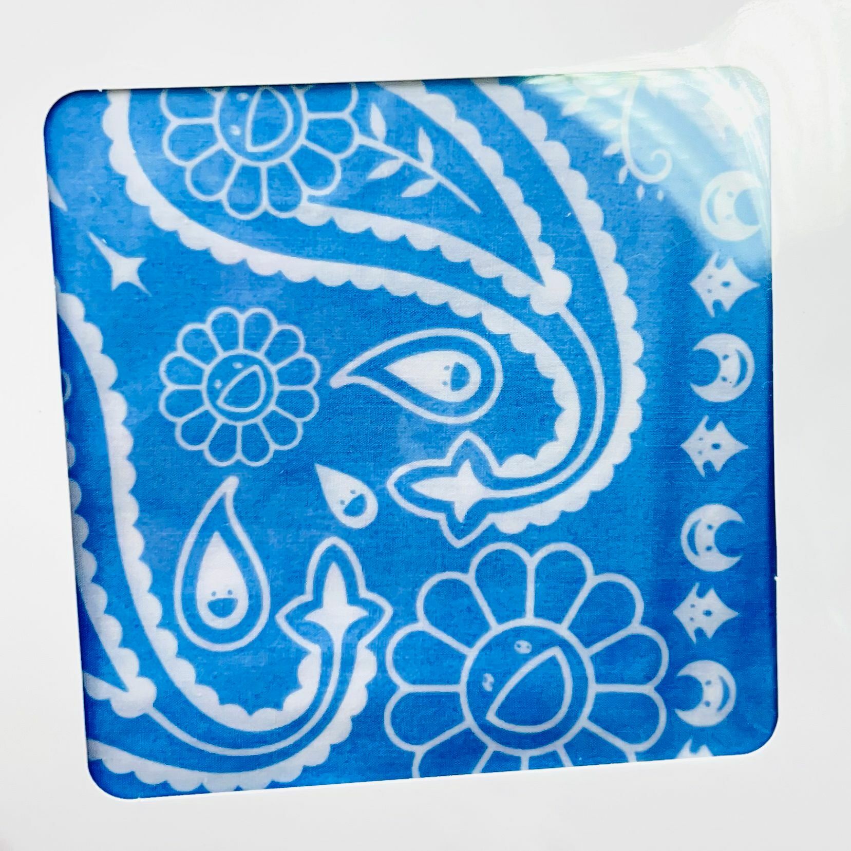 Tonari no Zingaro Flower Paisley Bandana 50cm - Light Blue