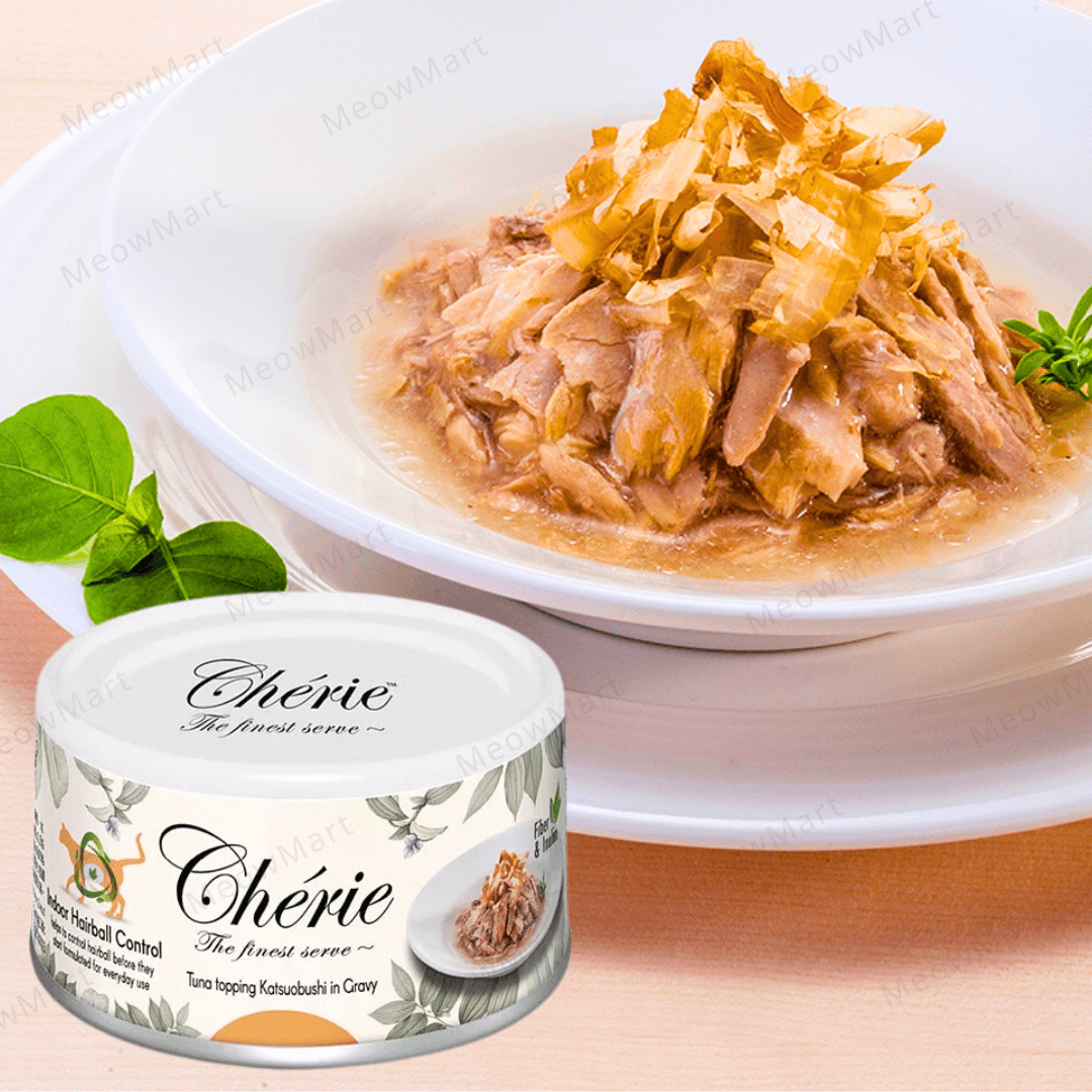 Cherie 法麗 - 微湯汁高纖排毛貓罐 (吞拿魚+鰹魚) 80g