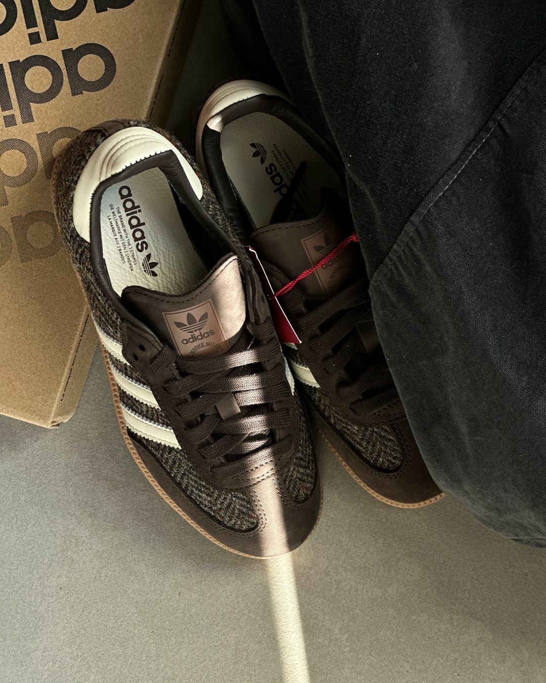 HARRIS TWEED X ADIDAS SAMBA OG 粗花呢深咖巧克力棕咖啡ID1450