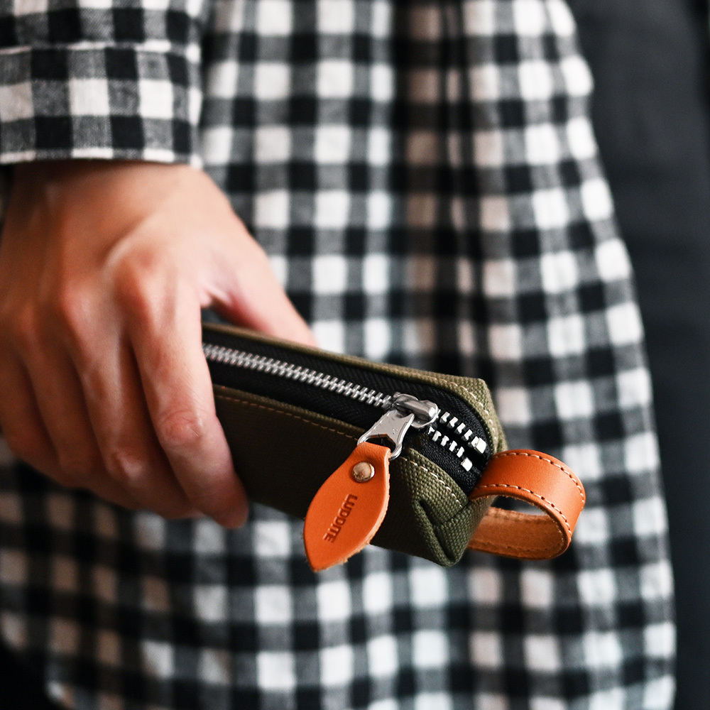 LUDDITE 倉敷帆布 岡山丹寧牛仔布 柱型隨身筆袋 寬50mm