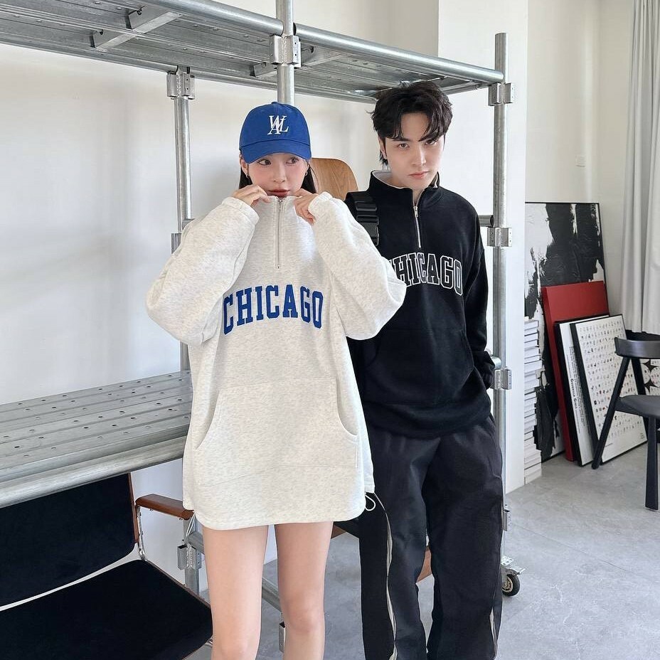 CHICAGO 刺繡小高領刷毛大學Tee (3colors)