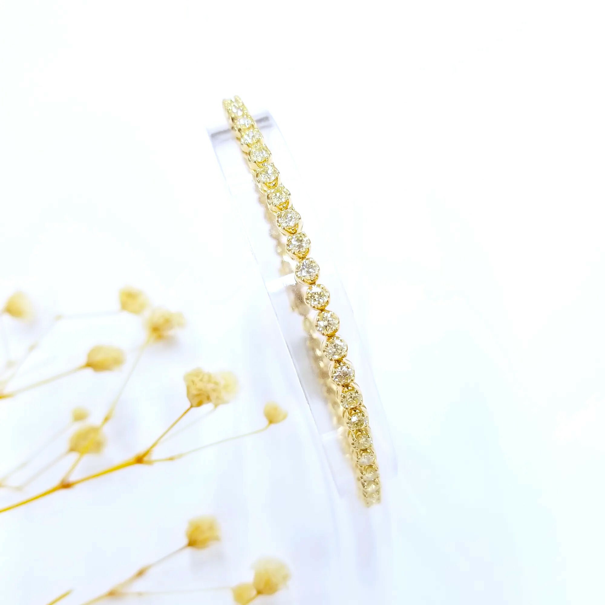 全新18K黃金2卡33份鑽石手鍊