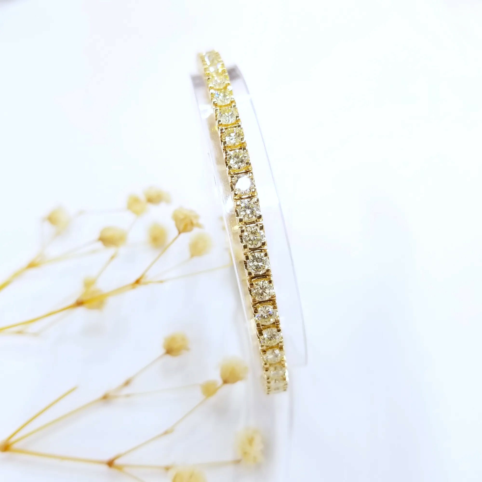 全新18K黃金6卡5份鑽石手鍊