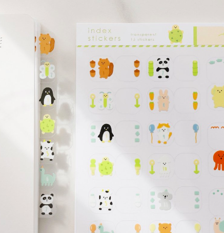 右手超人｜動物 透明月份索引貼紙