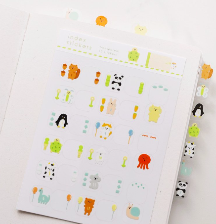 右手超人｜動物 透明月份索引貼紙