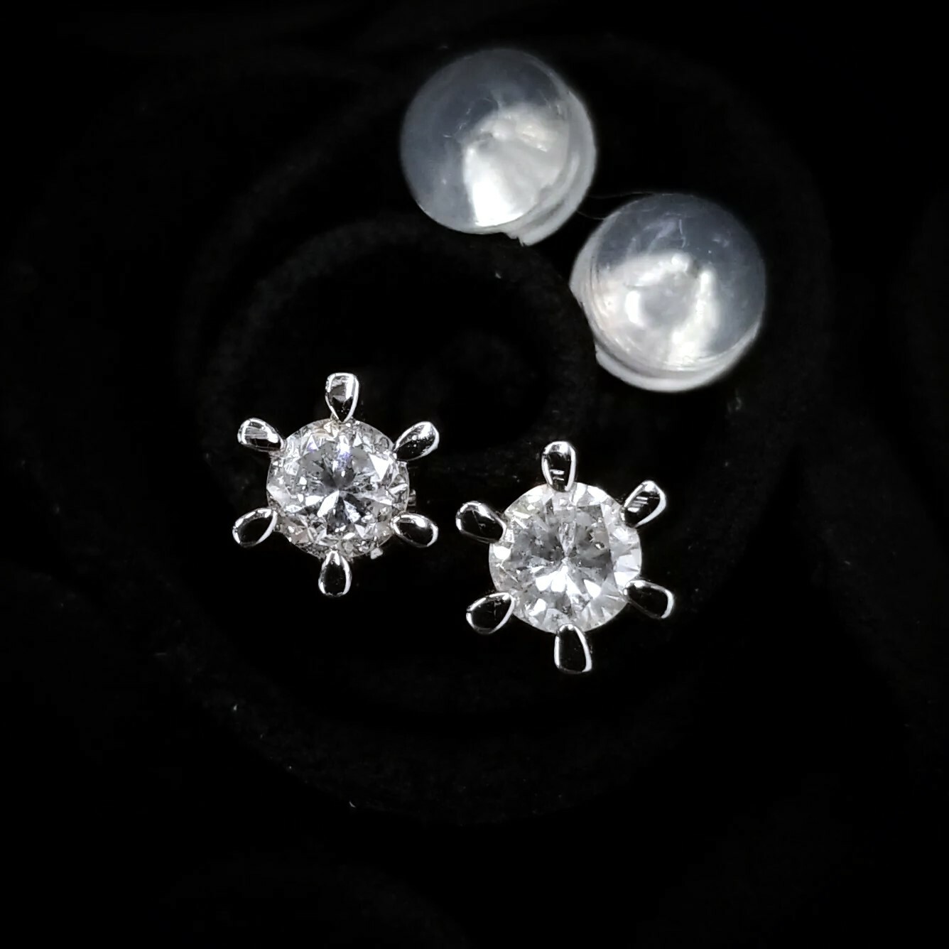 全新PT850鉑金【主石50份鑽石】6爪耳環