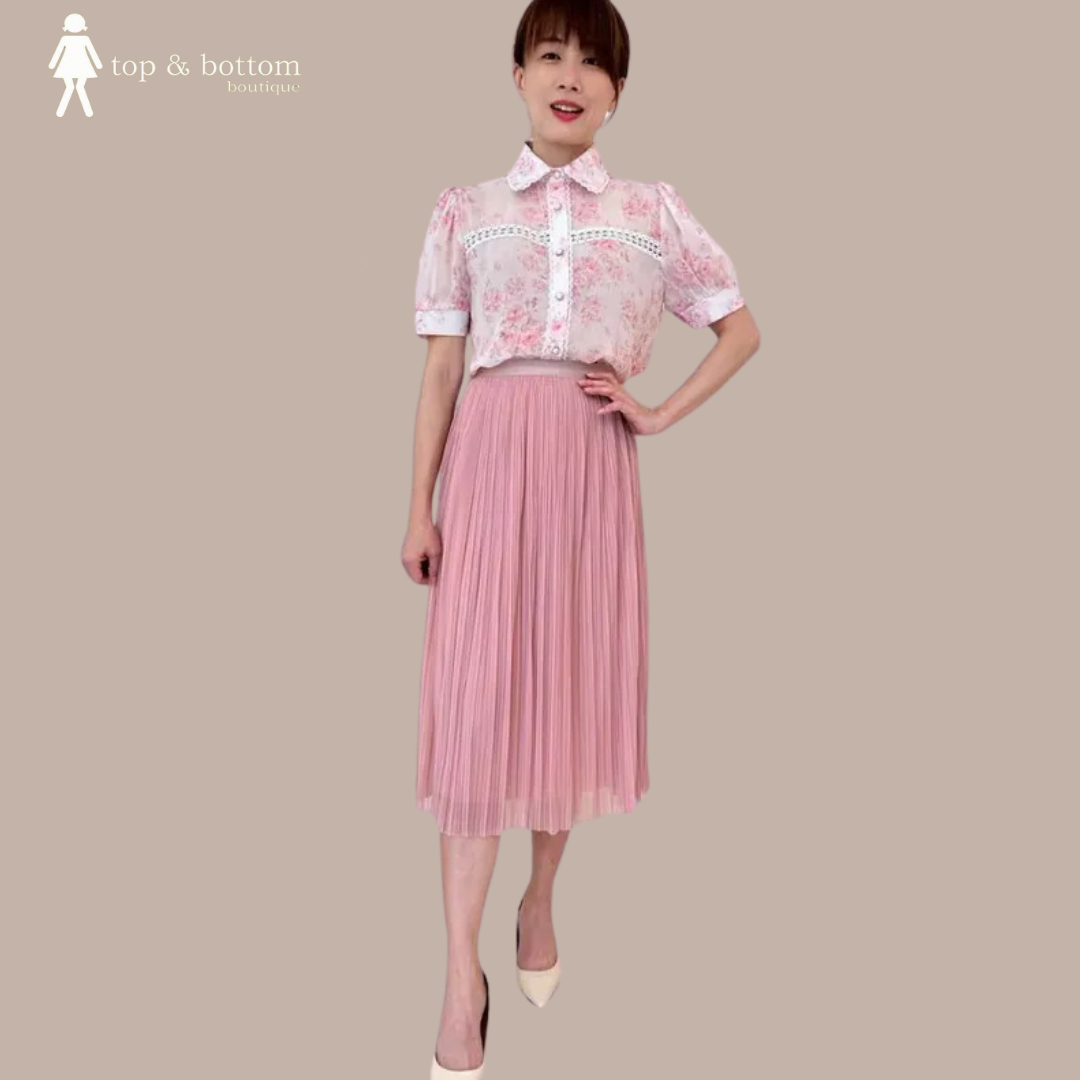 S/SLEEVE CHIFFON BUTTON FLORAL BLOUSE