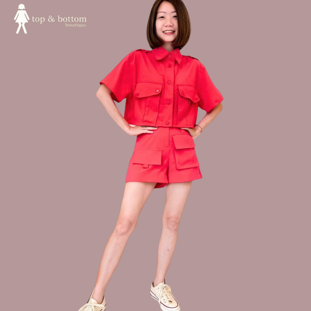 S/SLEEVE COLLARED POCKET BLOUSE