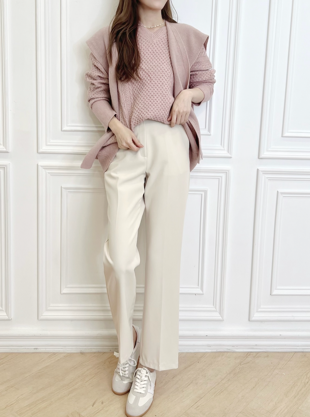 V領麻花針織上衣