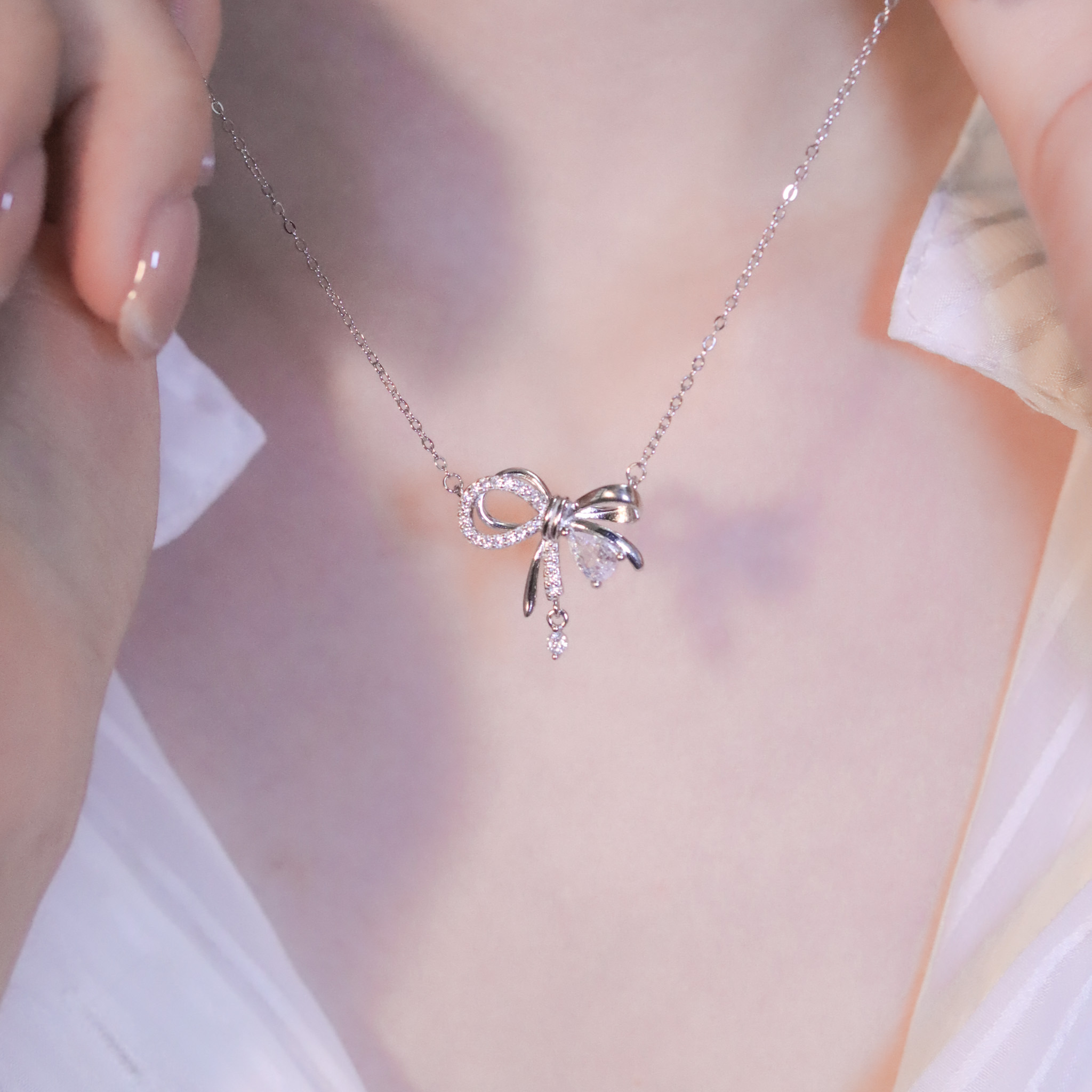 | 925 Silver・White Gold | Wish Bow Necklace | NE1251 |