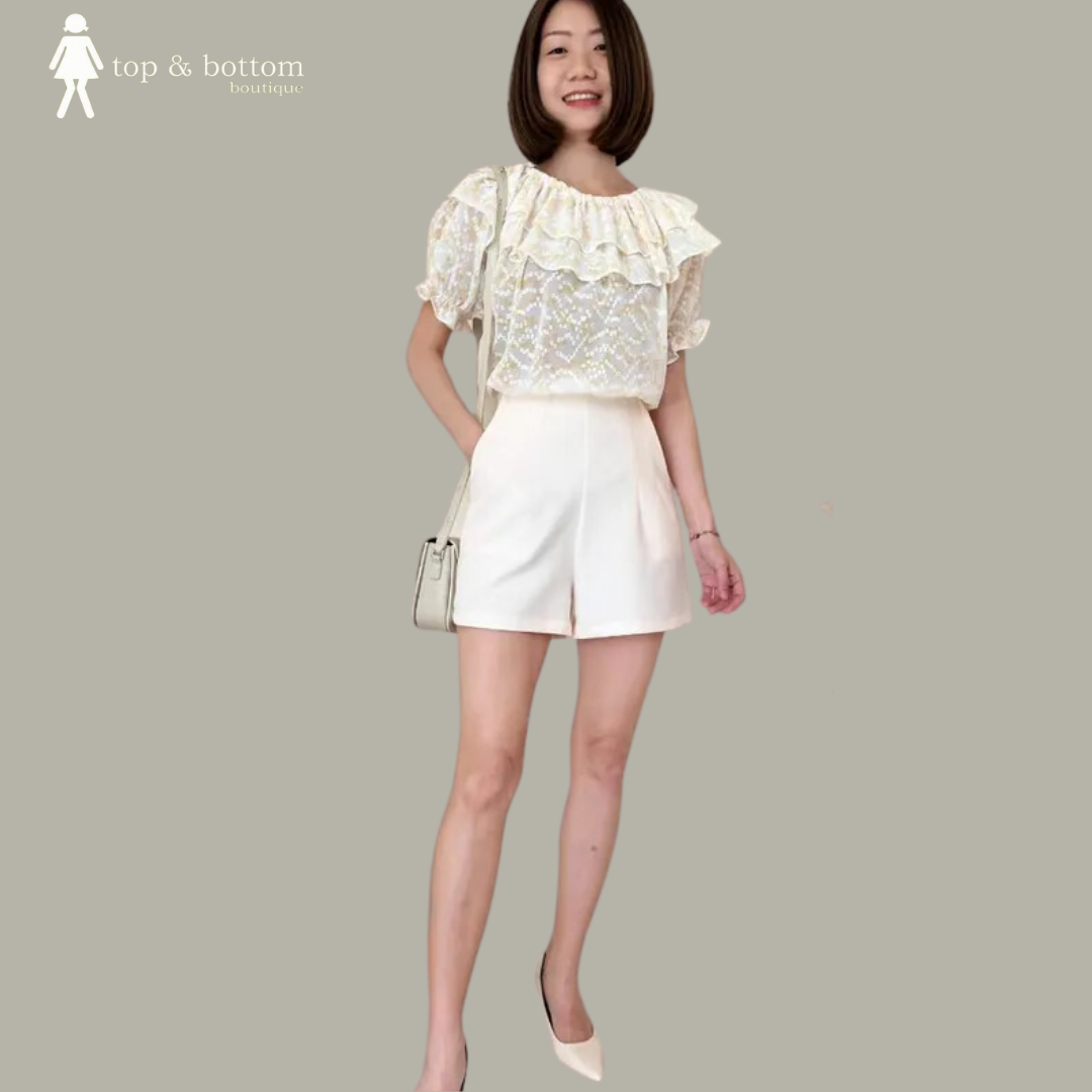 CHIFFON OFF SHOULDER PRINT BLOUSE