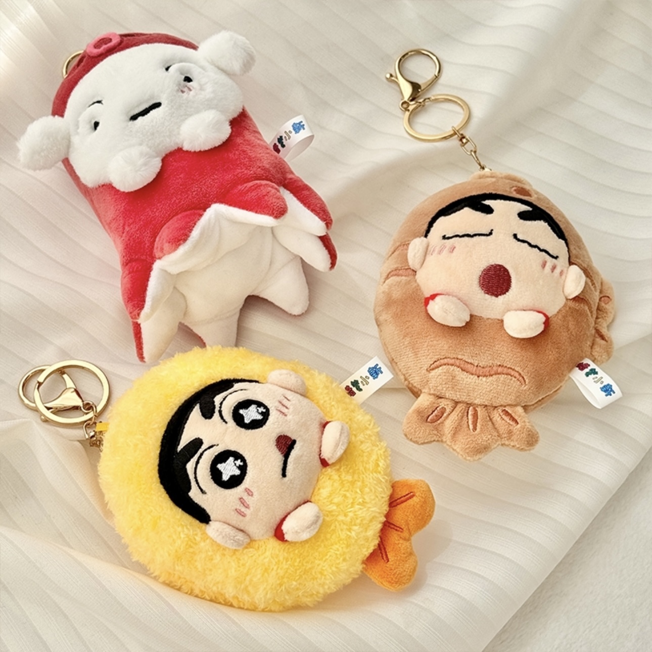 蠟筆小新 美食吊飾 小白 章魚燒 鯛魚燒 天婦羅 毛絨鑰匙扣 正版聯名/預購