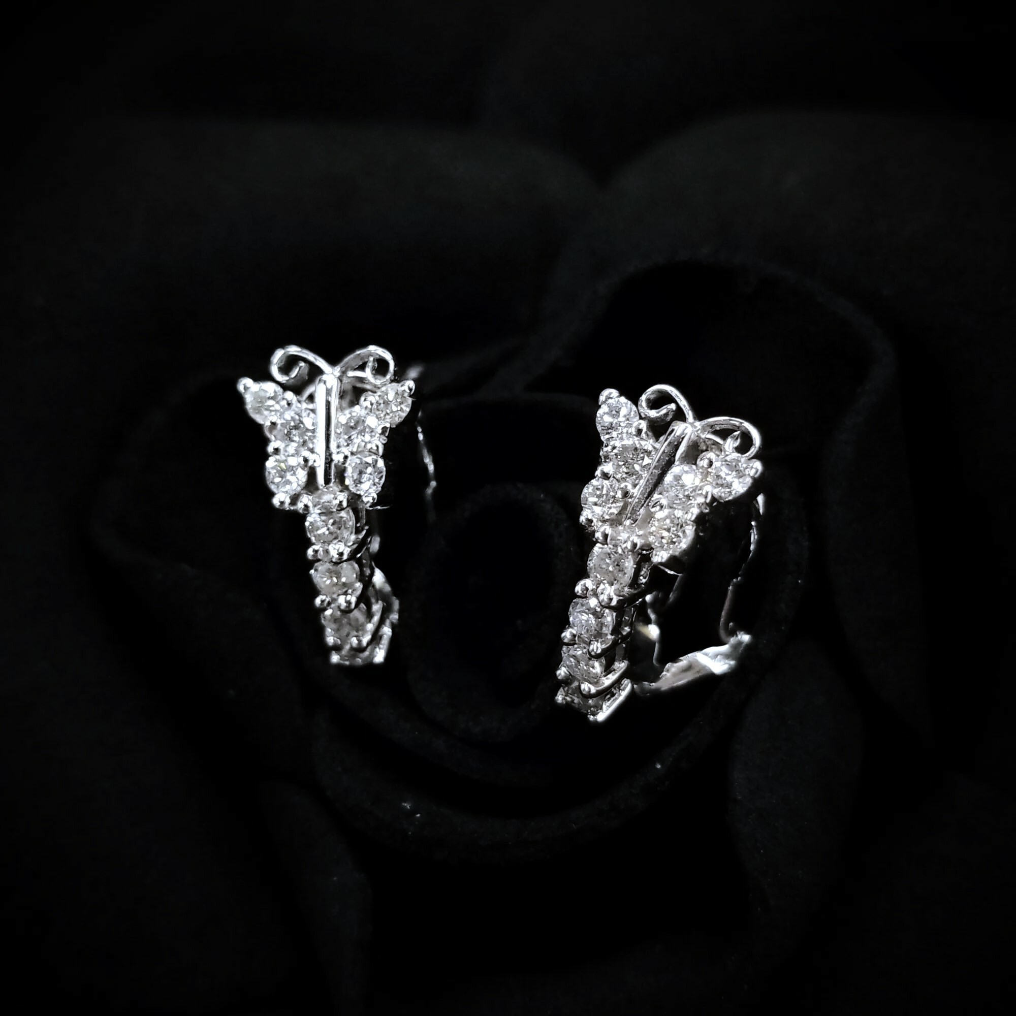 全新18K白金62份鑽石圈耳環