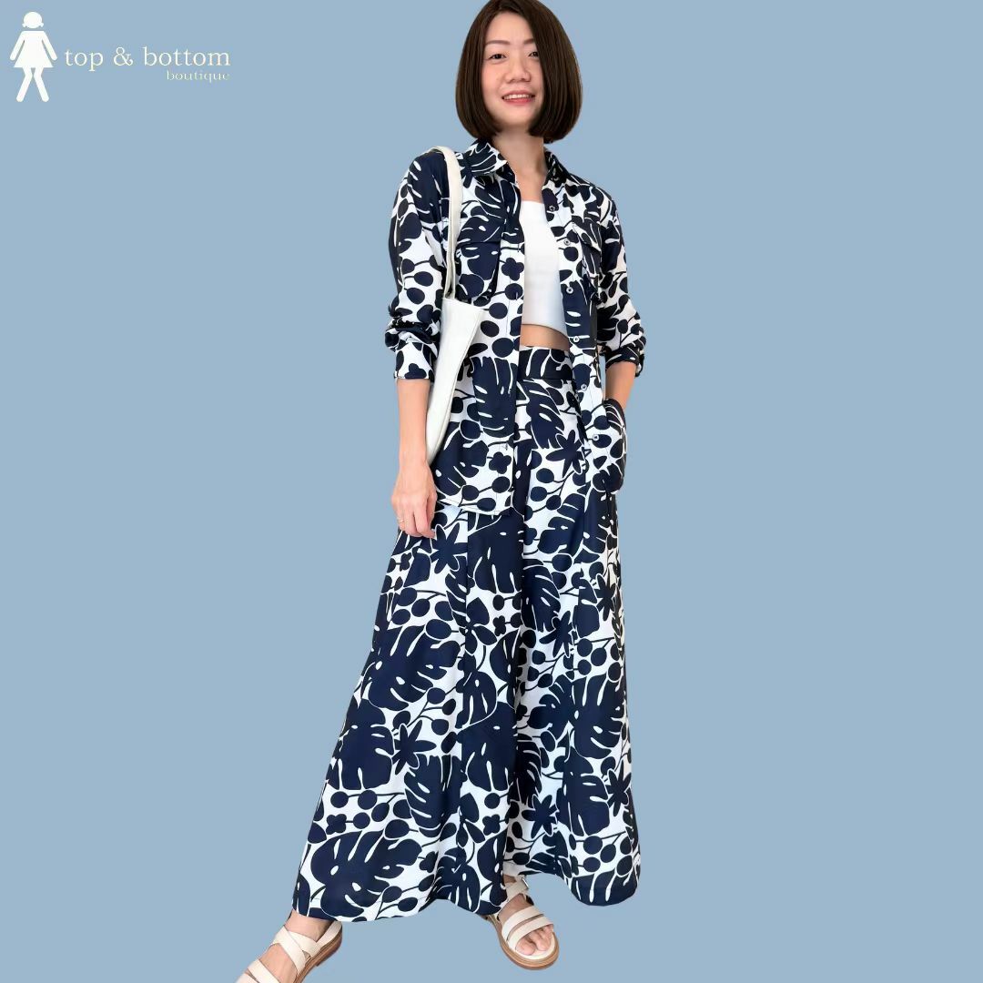 PRINTED WIDE LEG LONG PANT