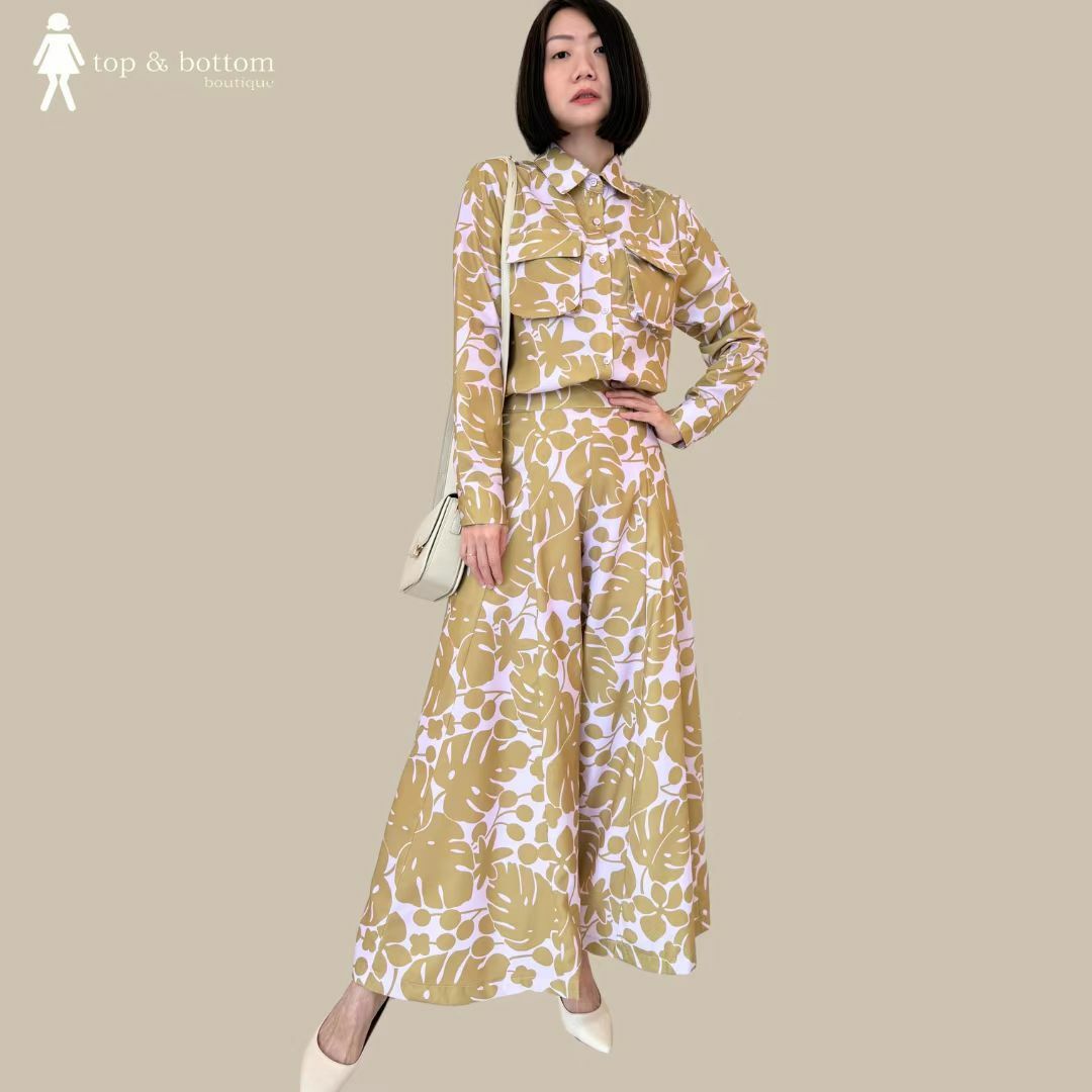 PRINTED WIDE LEG LONG PANT