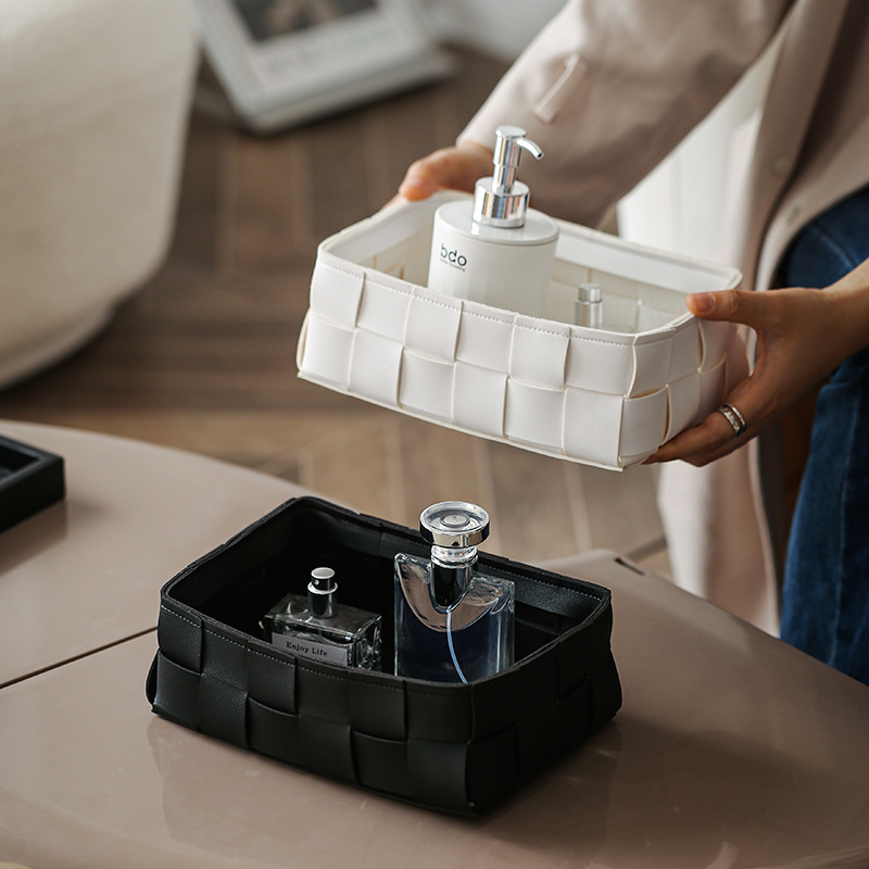 《5240》簡約皮革編織收納籃