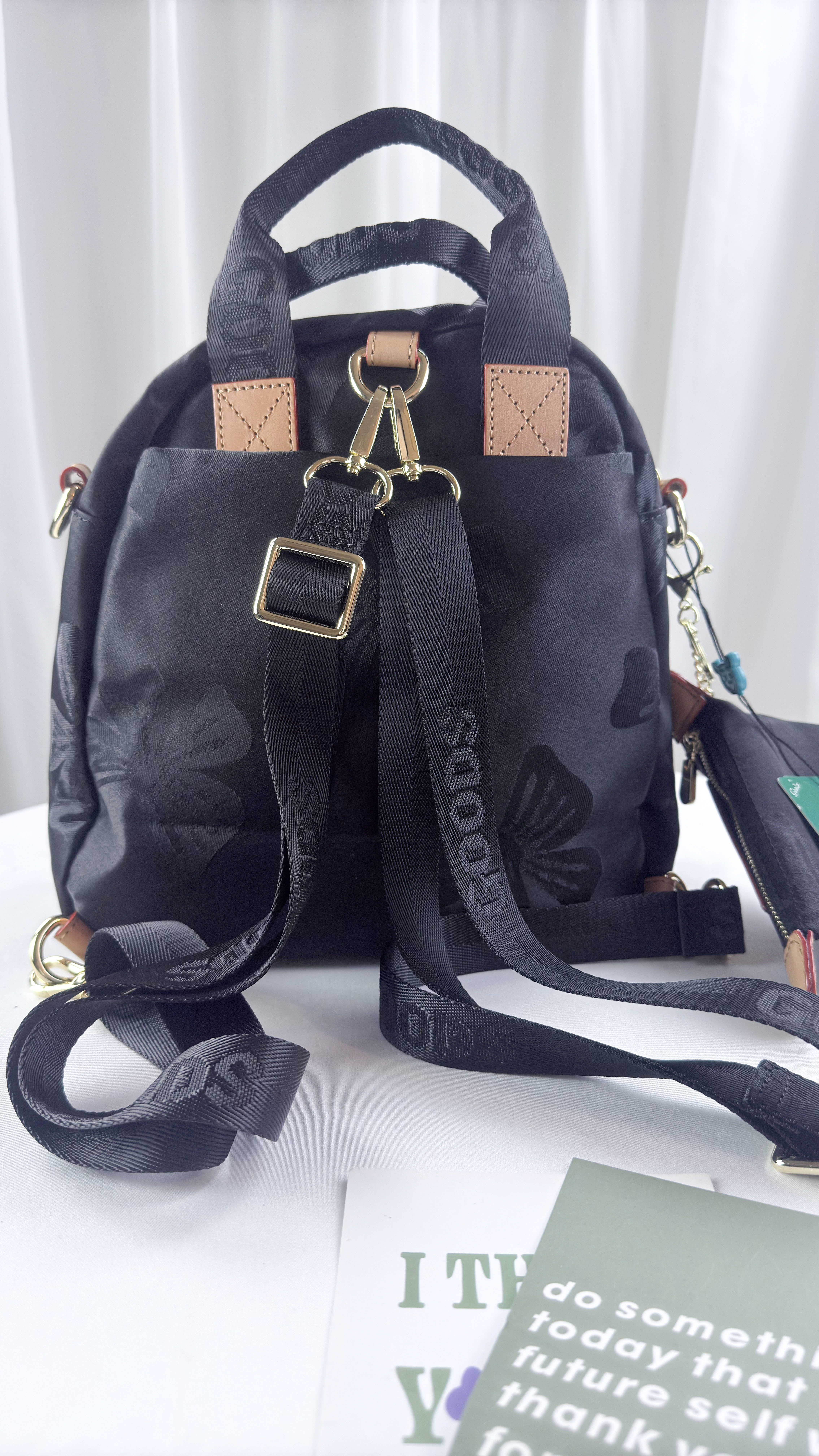 GOODS 蝴蝶拼接黑防潑水三用後背包 / 側背包 / 手提包  附零錢包  #2750