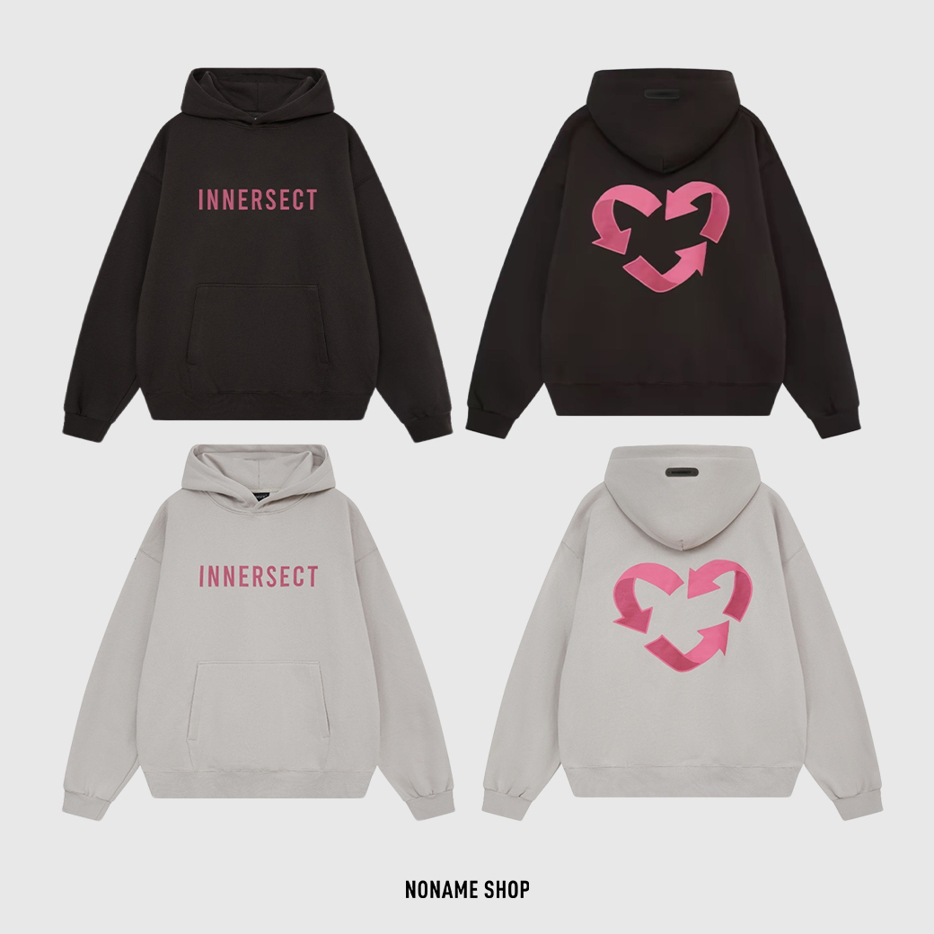 INNERSECT 字母 循環 愛心 LOGO 印花 刷毛 帽T 長袖 兩色 (男款)