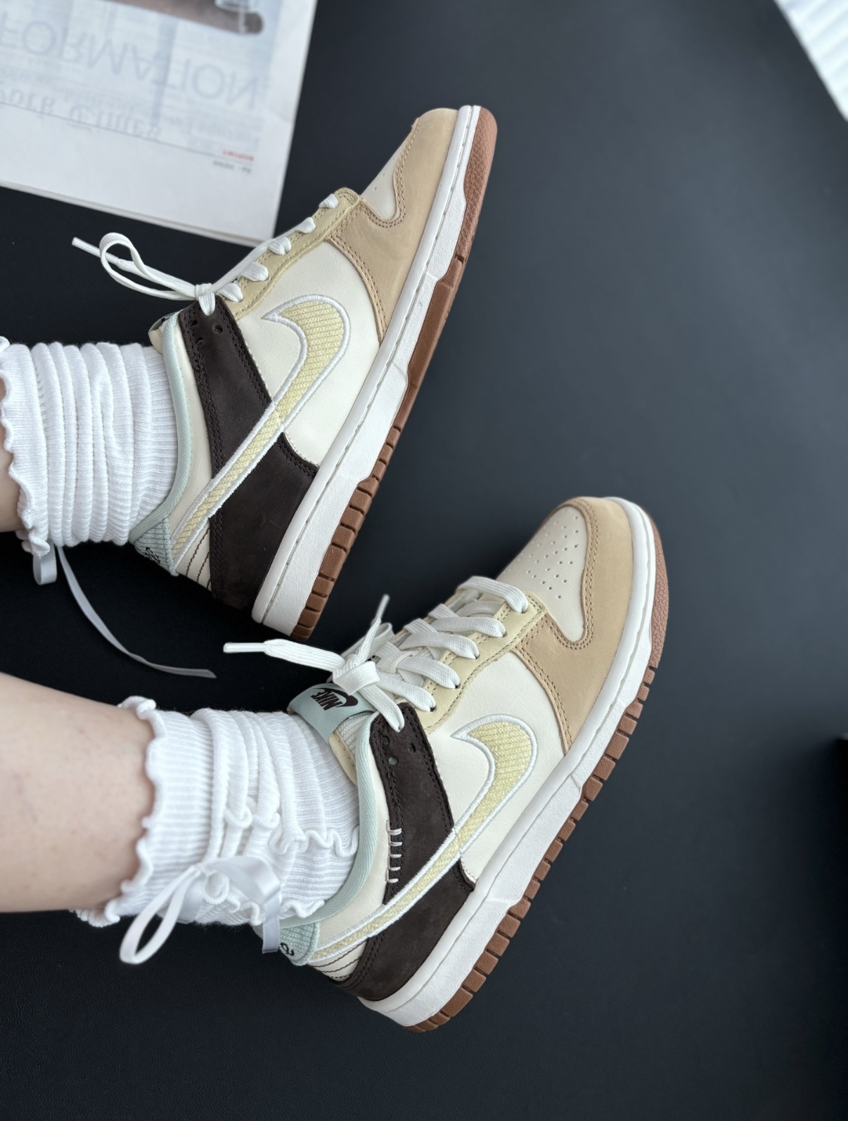 Nike Dunk Low 焦糖奶茶拼接 咖啡色 燈芯絨 皮革 大童款 HQ3474-171/預購