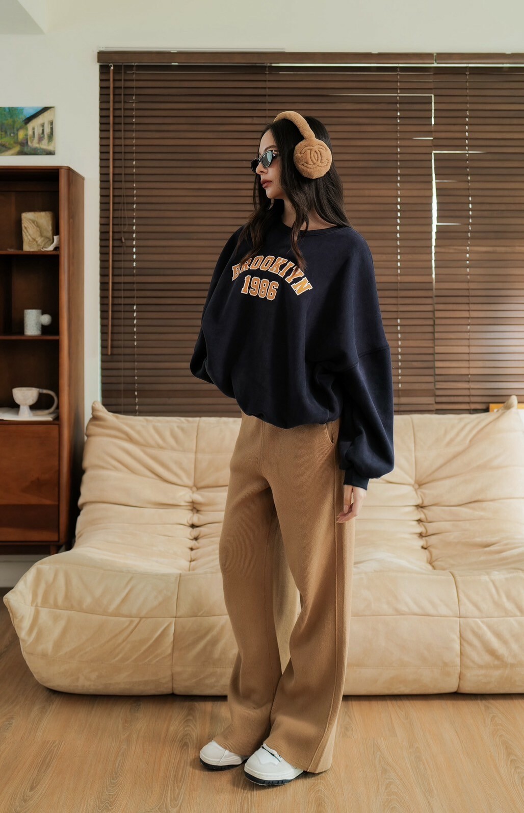 舒適針織長腿褲_AMISSA（咖）