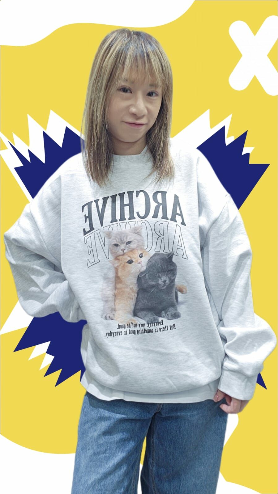 現貨韓國貓貓圓領衛衣（此為清貨價貨品不設退換）（K11 F256）