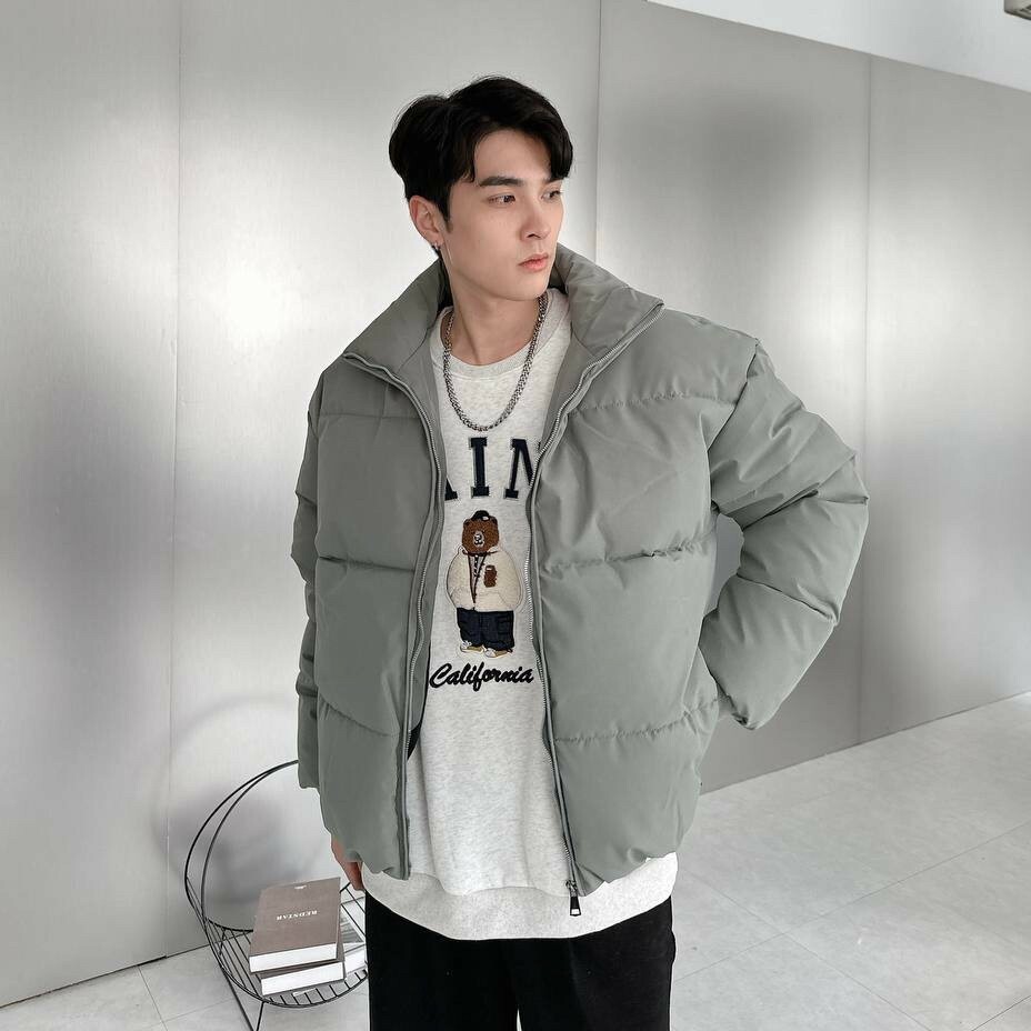 【防風 厚鋪棉】立領 寬版 長袖外套 水泥灰/石灰/鐵灰/黑色/杏色 共五色 98131